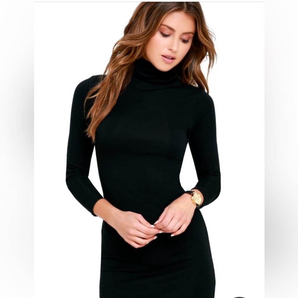 Lulus black turtleneck dress.